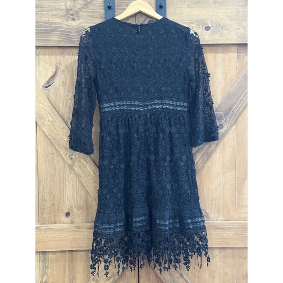 Anna Sui x INC Womens Sz 4 Black Floral Lace Witchy Goth Fairy Dress Whimsigoth - Picture 5 of 5
